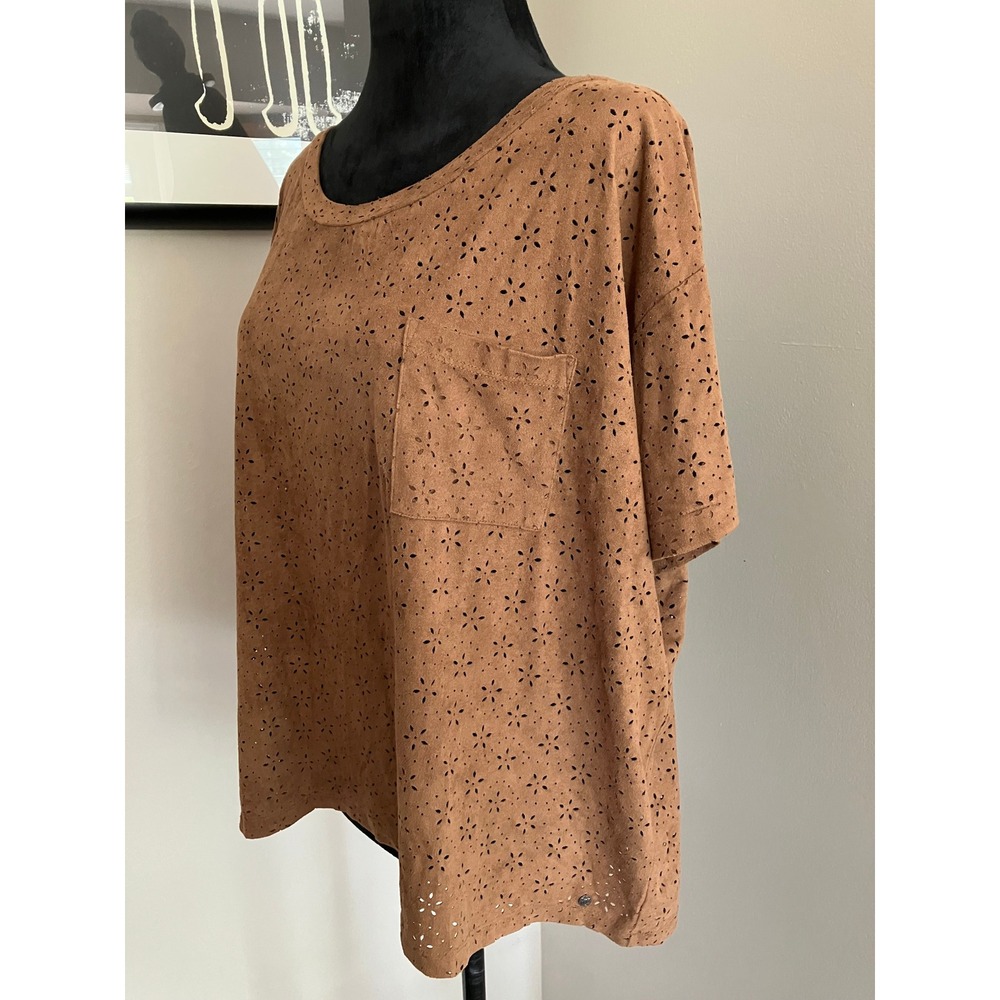 Ralph Lauren Denim & Supply Faux Suede Floral Eyelet‎ Boho Western Blouse Medium - Picture 2 of 7